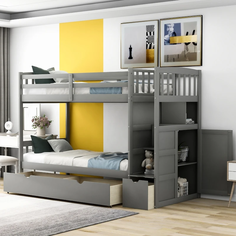 Streamdale Twin Over Full Bunk Bed with Storage