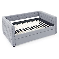 Streamdale Beige Upholstered Daybed with Trundle, Twin