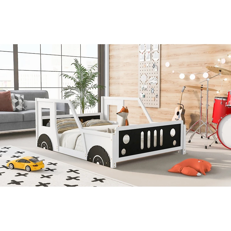 Streamdale Full Classic Car-Shaped Platform Bed With Wheels