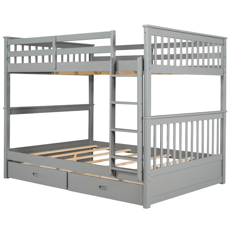 Streamdale Espresso Bunk Bed with Drawers and Ladders