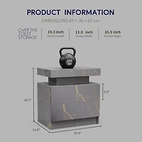 Streamdale Led Nightstand with Drawers (Gray Gold)