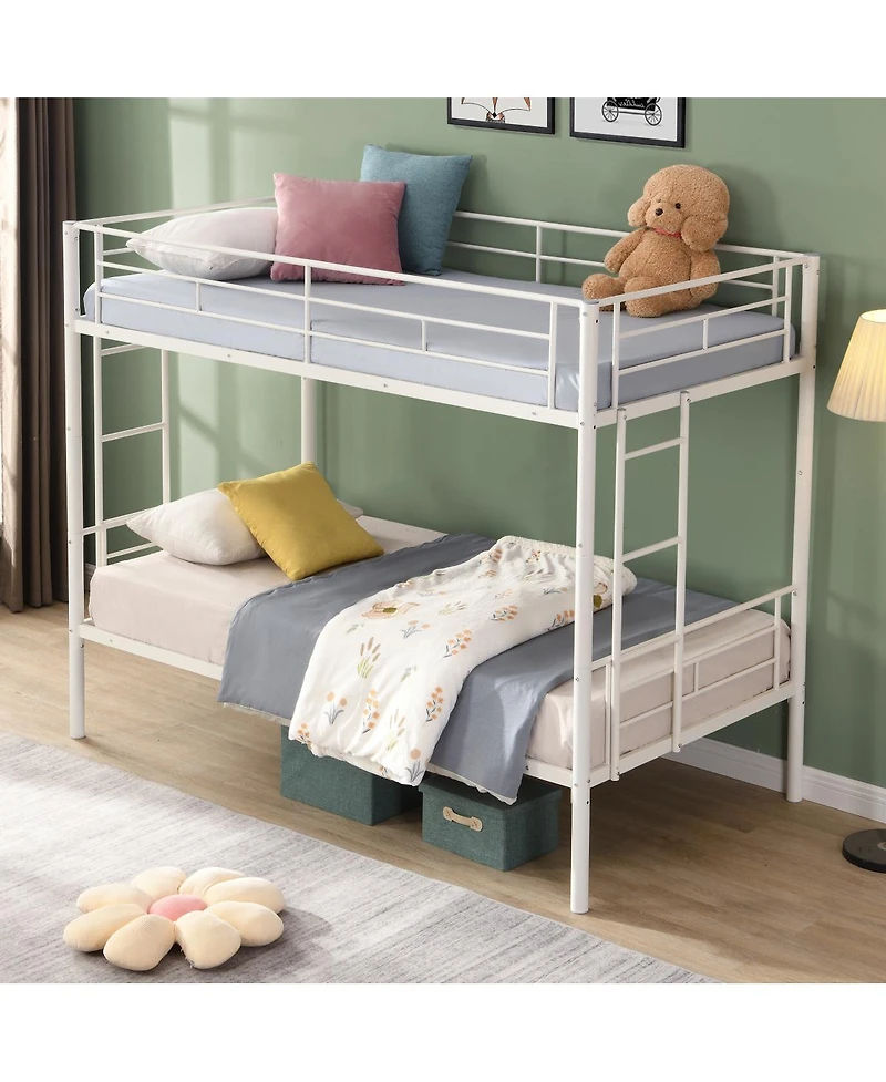 Simplie Fun Metal Bunk Bed White