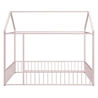 Streamdale Metal House Bed Frame with Fence for Kids