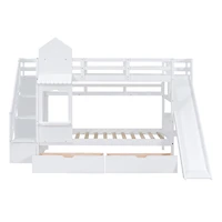 Streamdale Castle Bunk Bed w/ Drawers, Shelves, Slide (Pink)