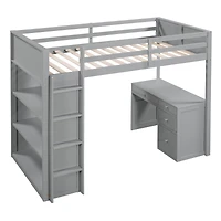 Streamdale Twin Loft Bed With Ladder, Shelves, And Desk