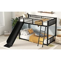 Streamdale Metal Bunk Bed With Slide, Twin Over
