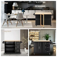 Streamdale Mobile Kitchen Island with Extendable Table