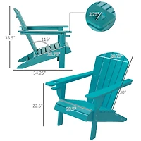 Outdoor Adirondack Chair with Cup Holder, Light Blue