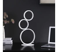 Streamdale 17" In 3-Ring Shaped Odu White Led Minimalist Metal Table Lamp