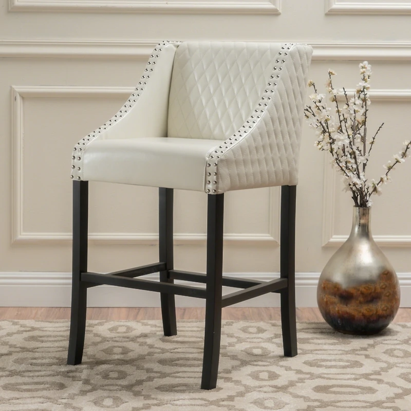 Streamdale Filton Ivory Quilted Stools Transitional Elegance and Comfort