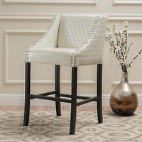Streamdale Filton Ivory Quilted Stools Transitional Elegance and Comfort
