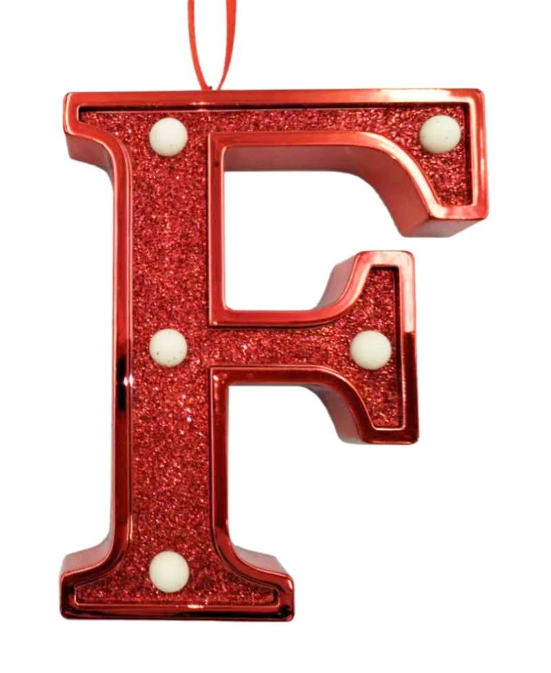 Ganz Light Up Initial Red Glitter Ornament