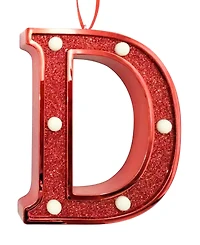 Ganz Light Up Initial Red Glitter Ornament