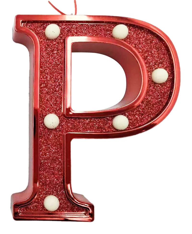 Ganz Light Up Initial Red Glitter Ornament