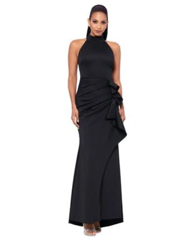 Xscape Womens Ruffled Sleeveless Scuba Fit Flare Dress