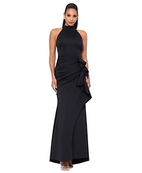 Xscape Womens Ruffled Sleeveless Scuba Fit Flare Dress