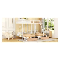 Streamdale Metal Triple Bunk Bed with Drawers and Rails