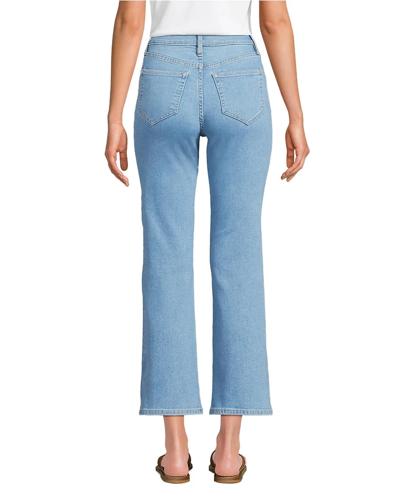 Lands' End Women's Recover High Rise Button Front Kick Flare Crop Jeans