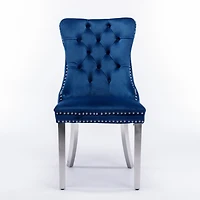 Streamdale Contemporary Velvet Dining Chairs, Set of 2 - Gray/Gold