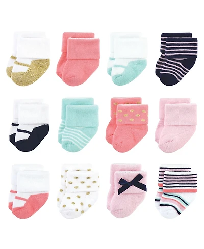 Little Treasure Baby Girls Everyday Comfort Terry Socks 12 Pack