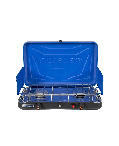 Stansport 2-Burner Propane Stove with Drip Pan & Piezo Igniter