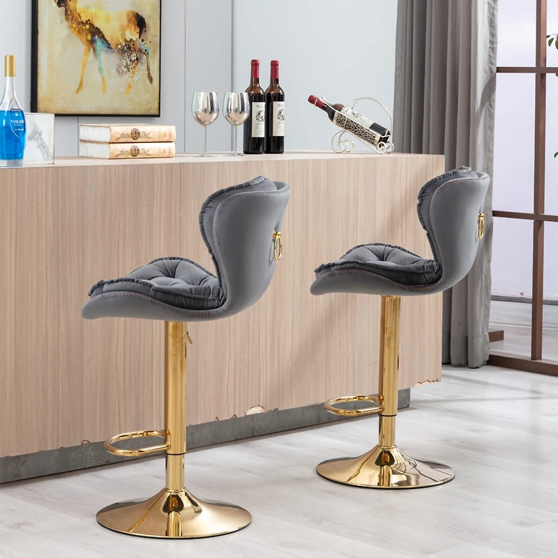 Streamdale Chrome Swivel Bar Stools with Adjustable Lift