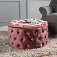 Streamdale Ottoman Velvet Modern Glam Button Tufted