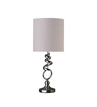 Streamdale 21.5-Inch Milo Abstract Brushed Silver Metal Table Lamp