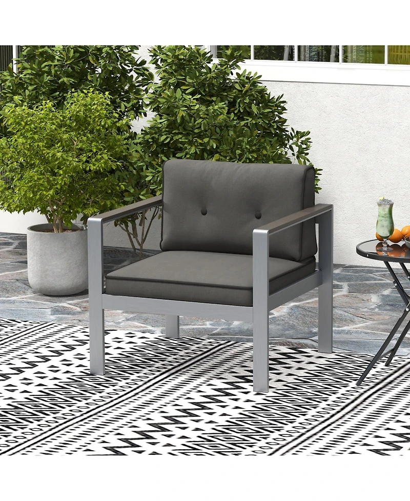 Slickblue Contemporary Sofa Chair with Wpc Armrests and Back Cushions-Grey