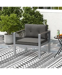 Slickblue Contemporary Sofa Chair with Wpc Armrests and Back Cushions-Grey