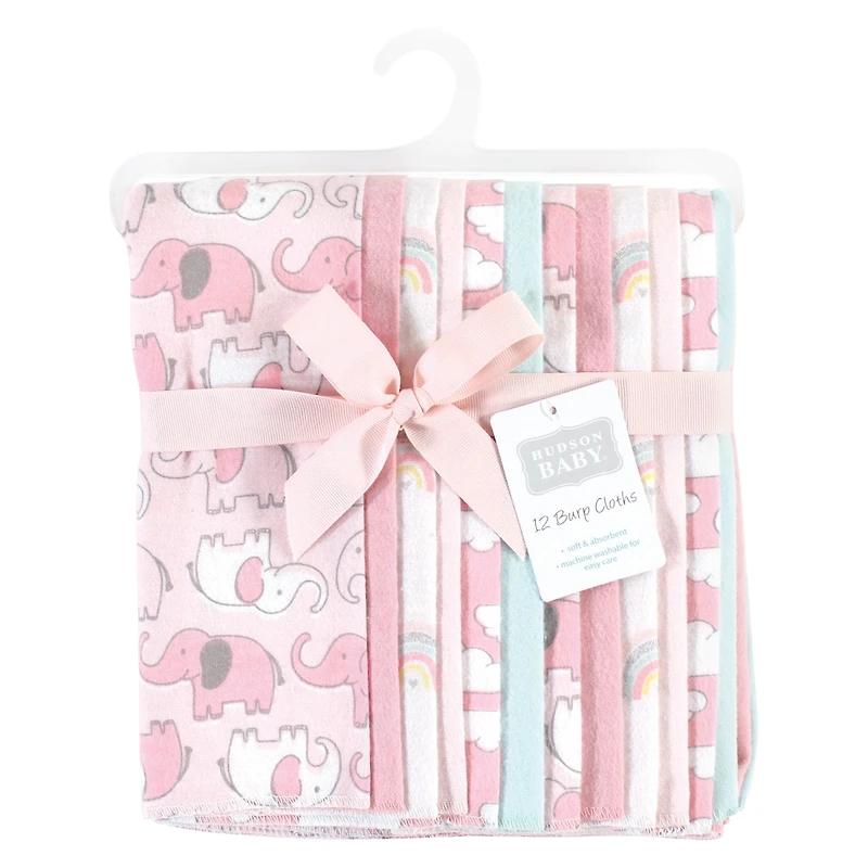 Hudson Baby Girls 12Pk Flannel Burp Cloth (Cotton Poly)