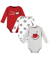 Hudson Baby Baby Boys Hudson Cotton Long-Sleeve Bodysuits Set, Happy Planets 3-Pack, Newborn