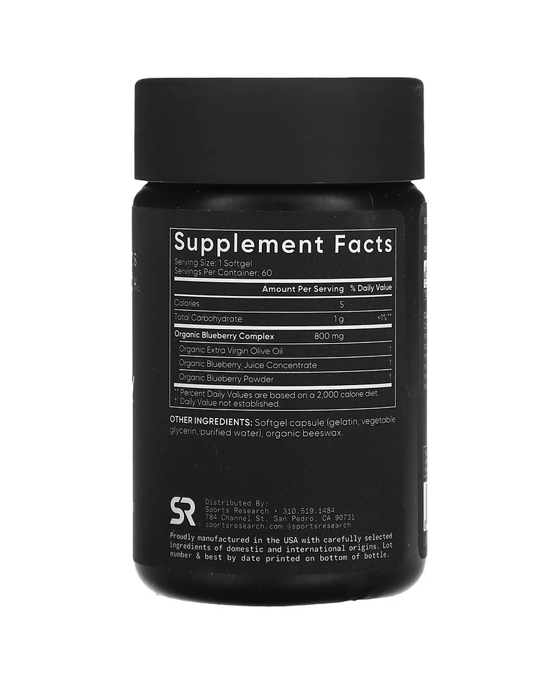 Sports Research Blueberry Concentrate, 800 mg, Dietary Supplements, 60 Softgels