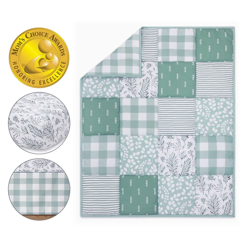 The Peanutshell Nursery Crib Bedding Set for Baby Girls and Boys, Sage, 3 Pieces