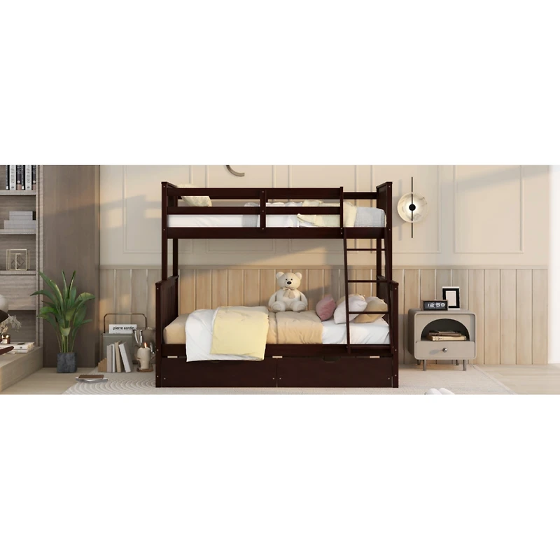 Streamdale Twin-Over-Full Bunk Bed With Ladders And Two Storage Drawers