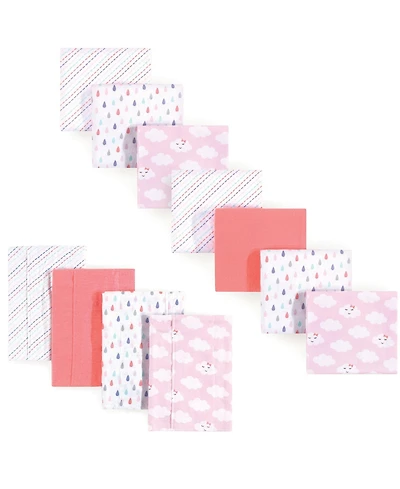 Luvable Friends Girls Cotton Flannel Burp Cloths and Receiving Blankets, 11-Piece