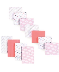 Luvable Friends Girls Cotton Flannel Burp Cloths and Receiving Blankets, 11-Piece