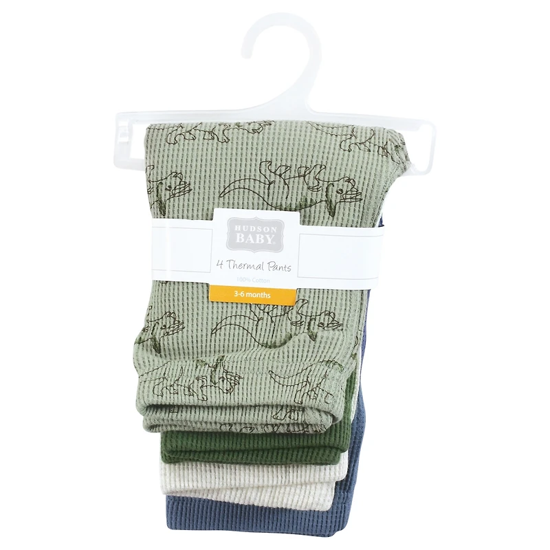 Hudson Baby Boys Thermal Tapered Ankle Pants 4pk, Football, 0-3 Months