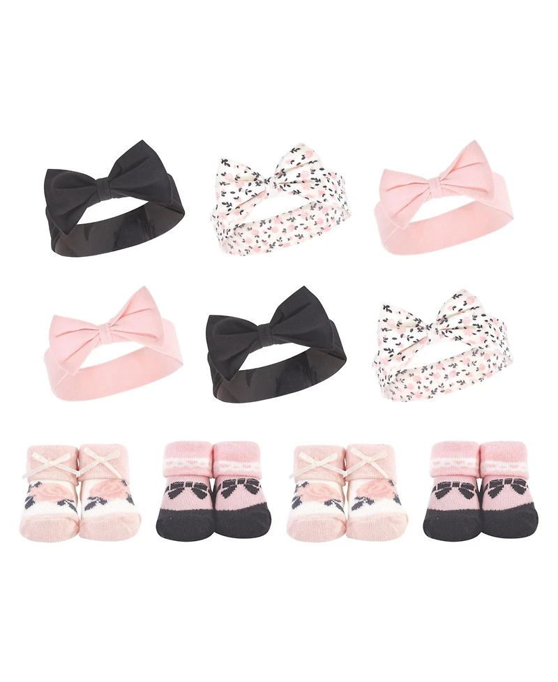 Hudson Baby Girls 10-Piece Accessory Bundle Headbands & Socks