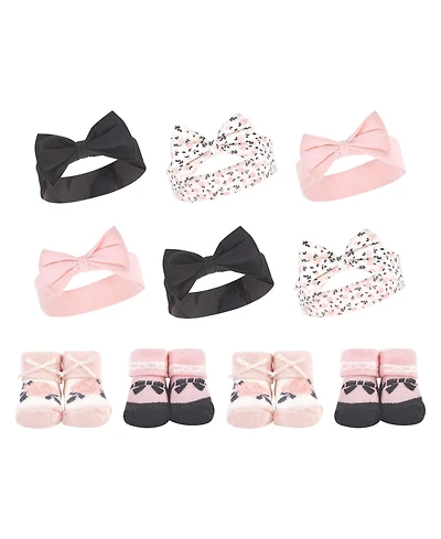 Hudson Baby Girls 10-Piece Accessory Bundle Headbands & Socks
