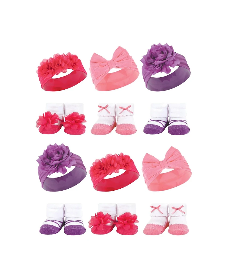 Hudson Baby Girls 12Pc Headband and Socks Giftset