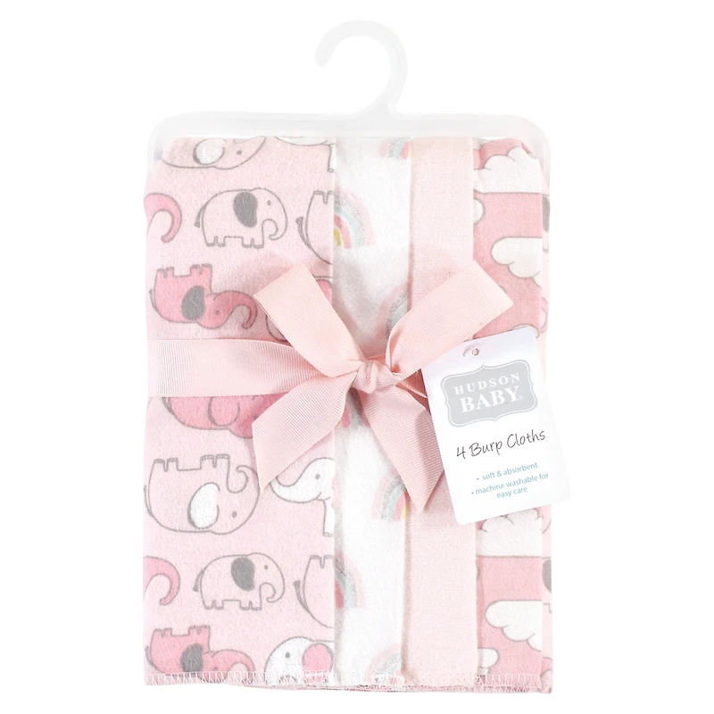 Hudson Baby Girls 4Pk Flannel Burp Cloth (Cotton Poly