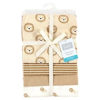 Hudson Baby Unisex Four-Pack Flannel Infant Receiving Blanket Cotton/Poly Blend