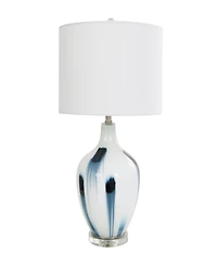 Rosemary Lane 27" Glass Abstract Accent Lamp with Blue Drip Splatter Design