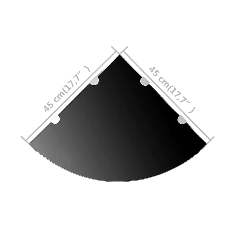 Corner Shelves 2 pcs with Chrome Supports Glass Black 17.7"x17.7"