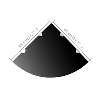 Corner Shelves 2 pcs with Chrome Supports Glass Black 17.7"x17.7"