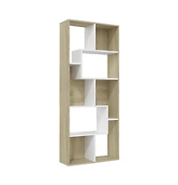 Book Cabinet White and Sonoma Oak 26.4"x9.4"x63.4" Engineered Wood
