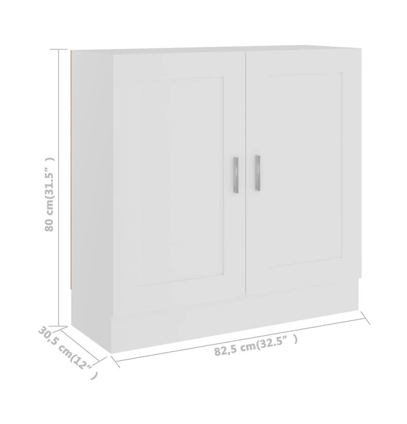 Book Cabinet White 32.5"x12"x31.5" Engineered Wood