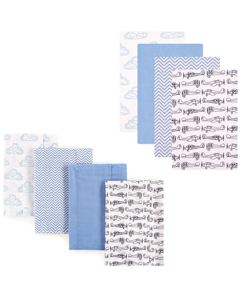 Hudson Baby Boys 8-Piece Cotton Flannel Nursery Essential Set Swaddle Blankets & Burp Cloths