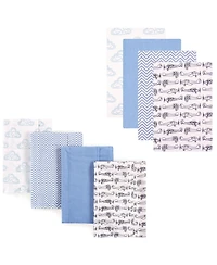 Hudson Baby Boys 8-Piece Cotton Flannel Nursery Essential Set Swaddle Blankets & Burp Cloths